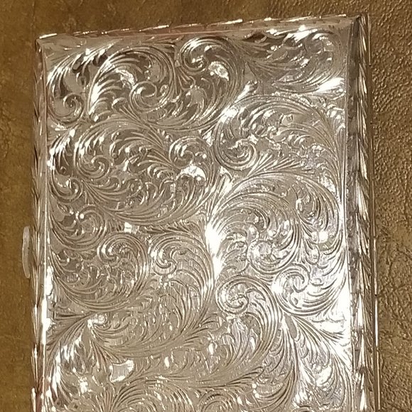 ITALIAN MONICA RICH KOSANN ENGRAVED FLORAL SILVER 4 IMAGE CASE FRAME PHOTO ALBUM - Picture 11 of 15